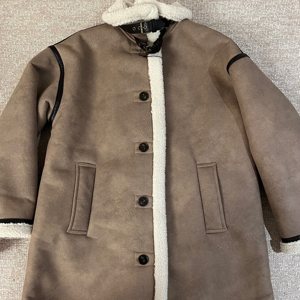 Zara faux leather shearling jacket NWOT